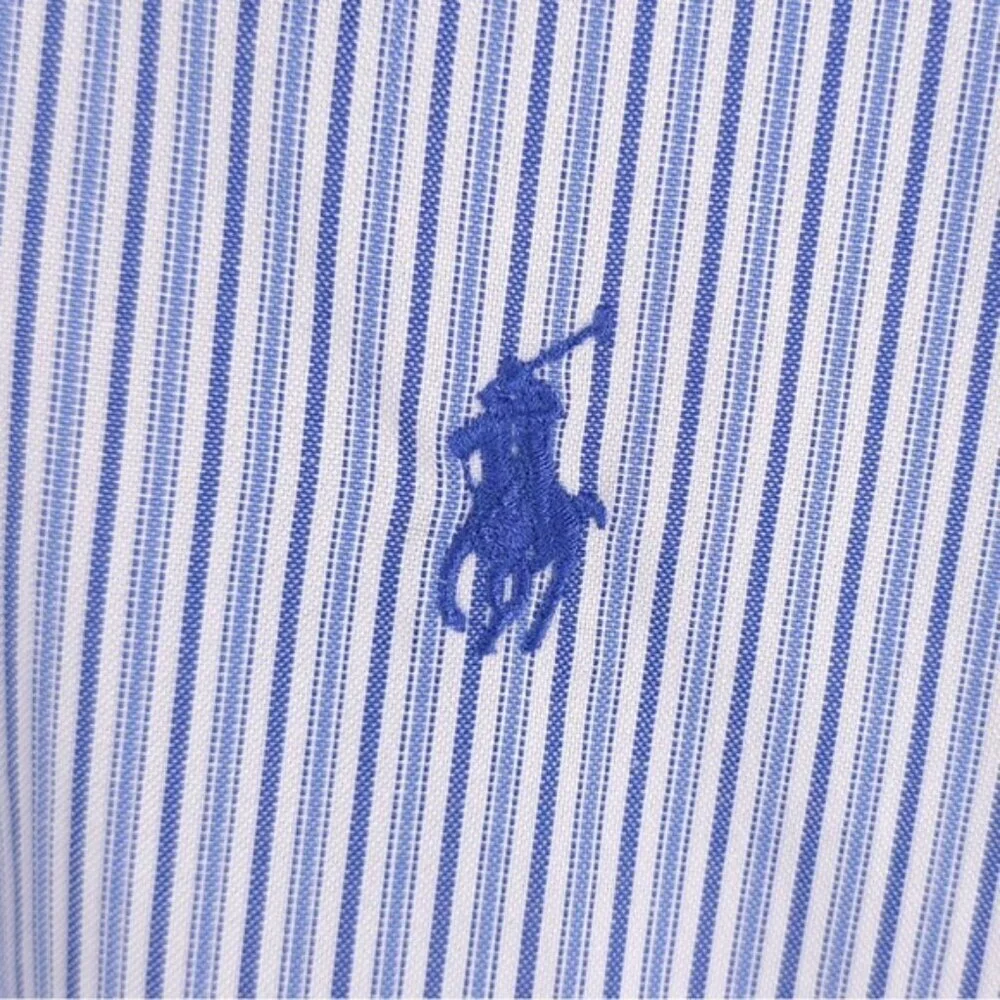 POLO RALPH LAUREN EASY‎ CARE COTTON STRETCH Striped Men’s Shirt LS Size 18 34/35